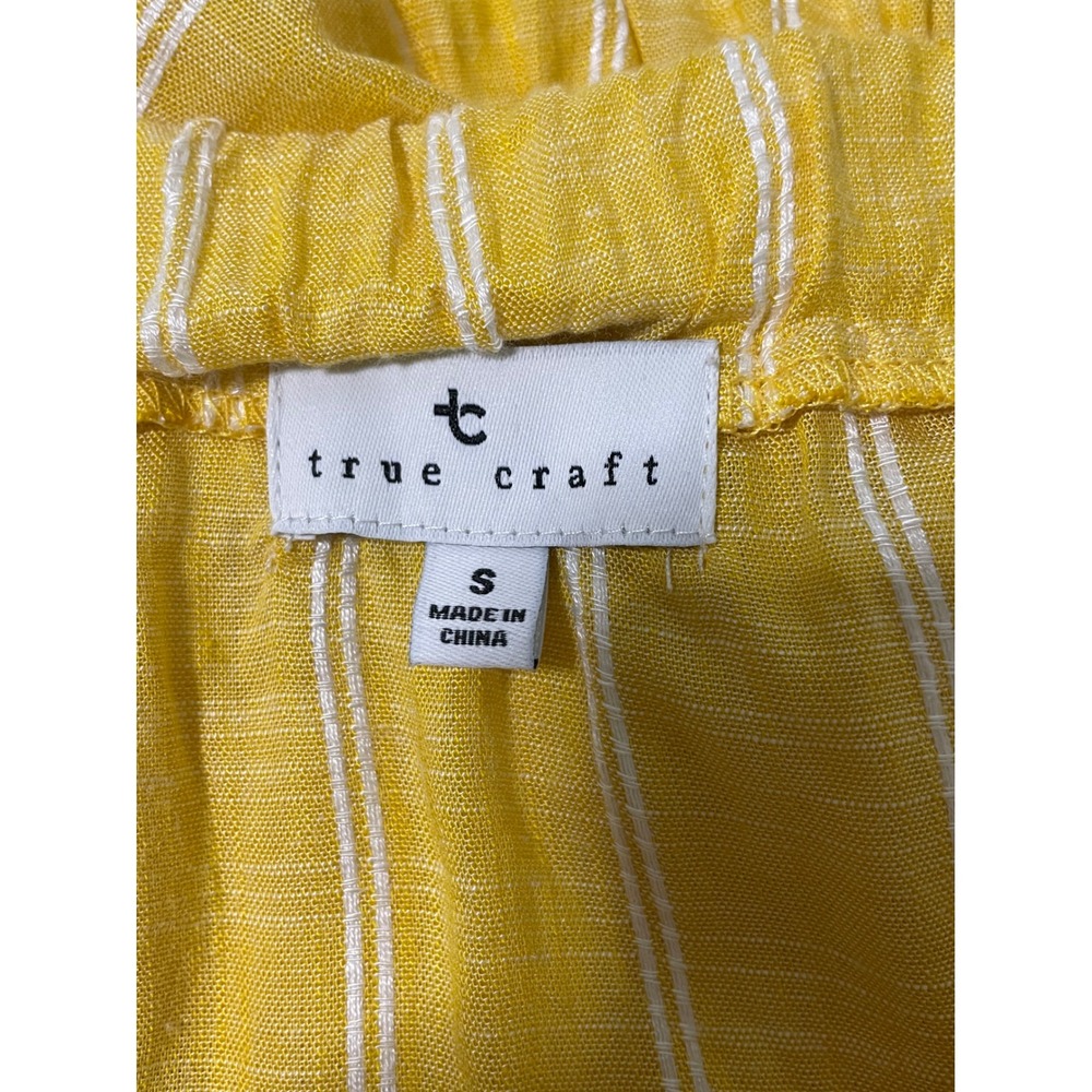 True Craft‎ Yellow White Stripe Tiered Tank Top Tie Shoulders Small - Picture 4 of 6